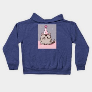 Cute pusheen New Year's party kitten Kids Hoodie